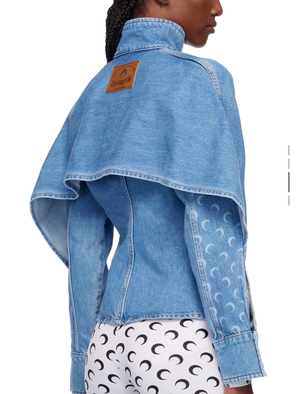Marine Serre Light Blue Denim Cape-Back Jean Jacket